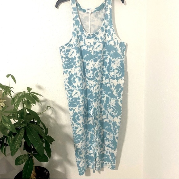 Colsie Blue Tie Dye Jumper Romper Crop Jumpsuit Fleece Lounge Casual Size Medium - Picture 2 of 12
